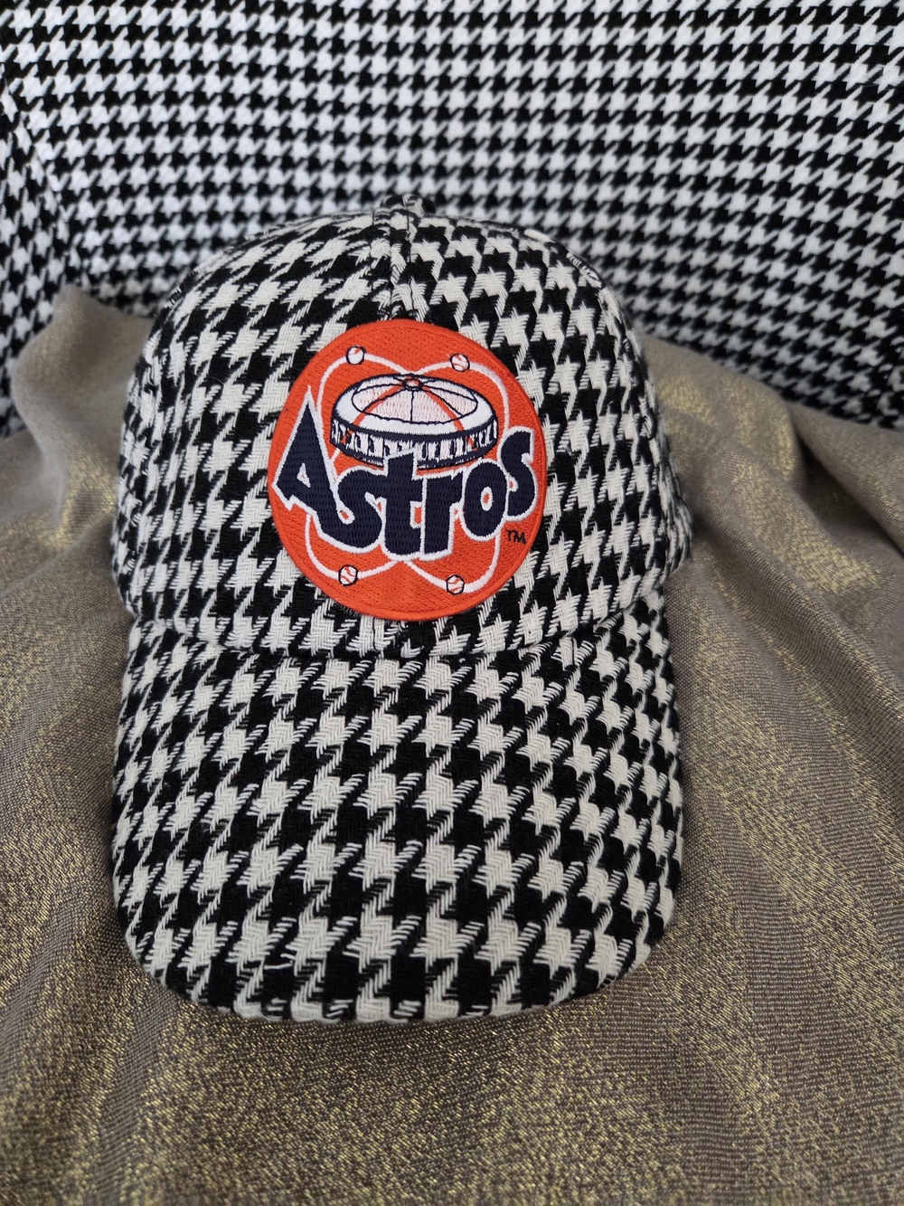 Black & White Houndstooth Women Baseball Cap